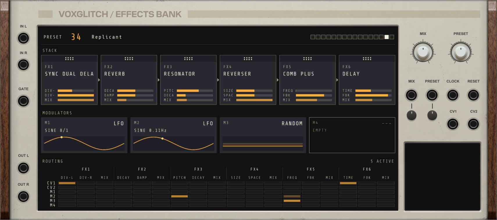 Effects Bank front panel